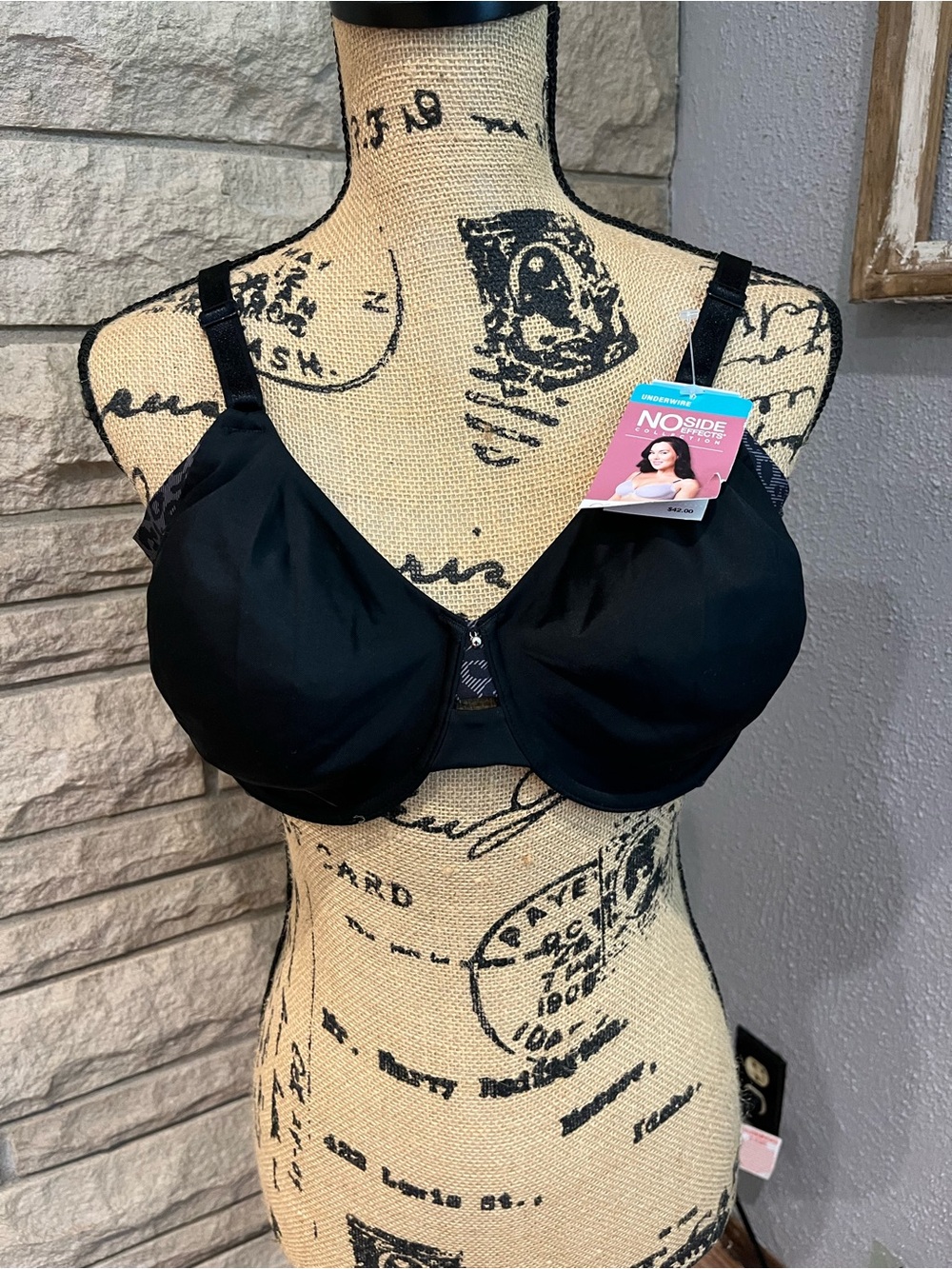 NWT Olga by Warner Black/Leopard No Side Effects Bra 40C